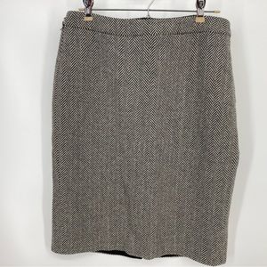 J. Crew Pencil Skirt Womens Size 6 Herringbone Black/White Lined Wool Blend